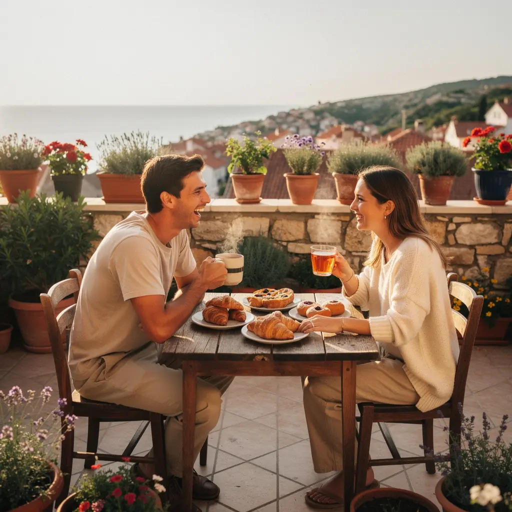 Zeleni čaj s limunom i medom poslužuje se uz svježe pečeni kolač.