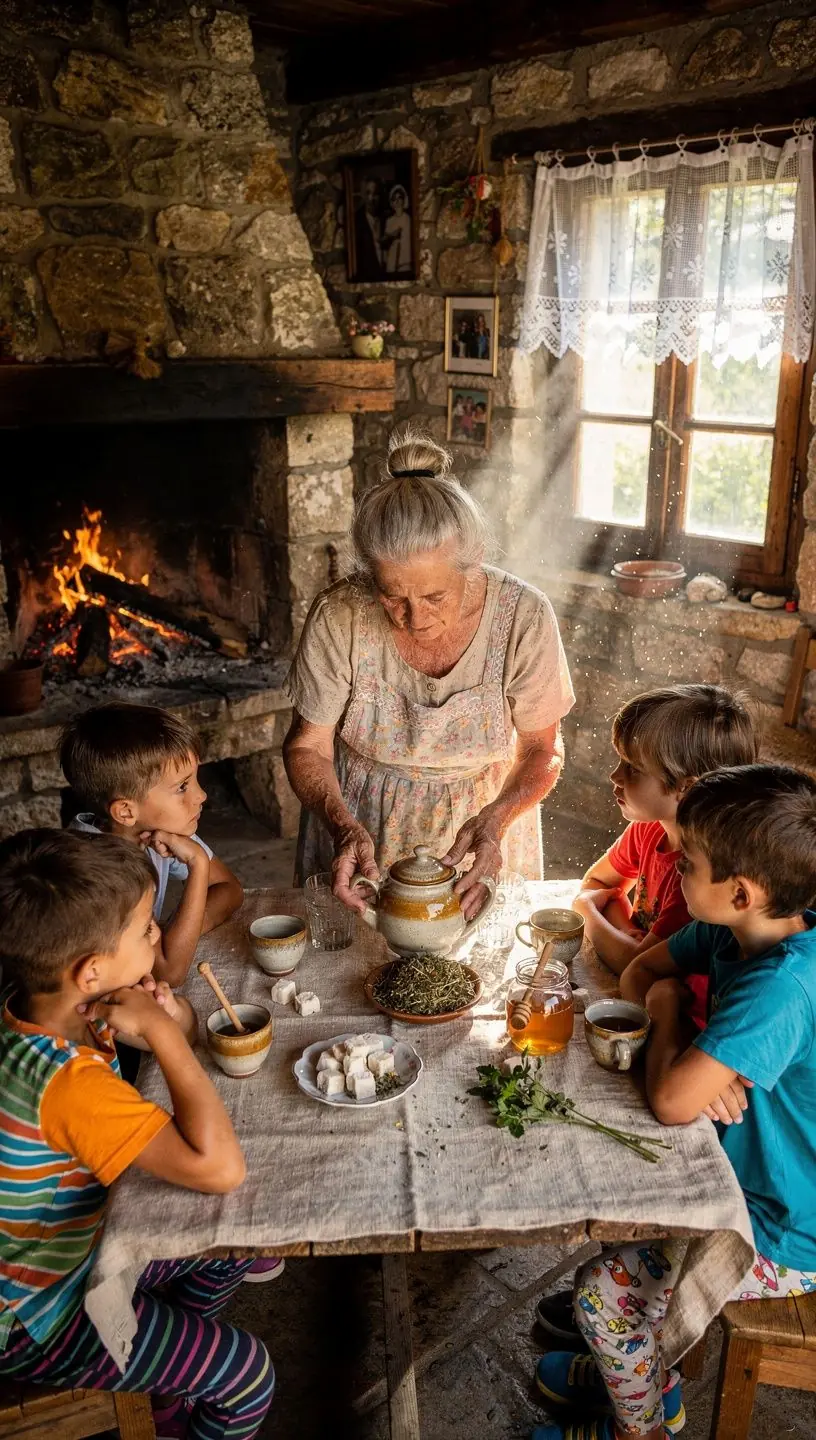 Postavljena stolica s jastučićem i šalicama čaja u vrtu punom cvijeća.