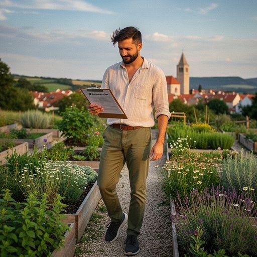 Zadovoljna osoba koja pije čaj, okružena prirodom i mirnim ambijentom.